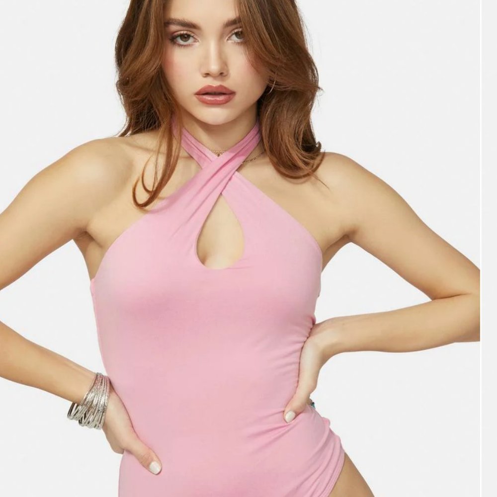 Pink Halter Bodysuit S NWOT